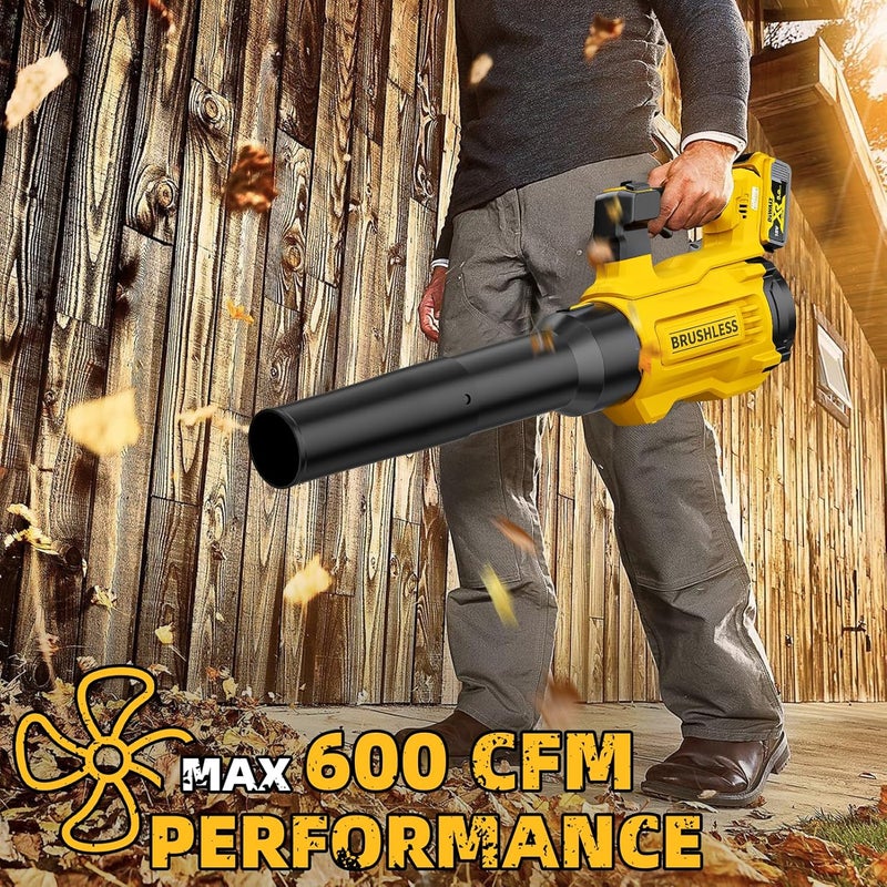 Nelhalt نفاخ أوراق لاسلكي 20 فولت، وضع تعزيز توربو بحد أقصى 600 CFM/125 MPH متوافق مع بطارية DeWALT 20 فولت ماكس، محرك بدون فرش، وزن مريح 3.6 رطل للمدخل والحديقة، أداة فقط - Image 3